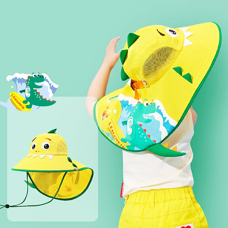 Kids Fashion Big Large Wide Brim Hat Unicorn Dinosaur Floppy Beach Sun Hat Packable Summer Hats For Children Straw Hat Beach Cap