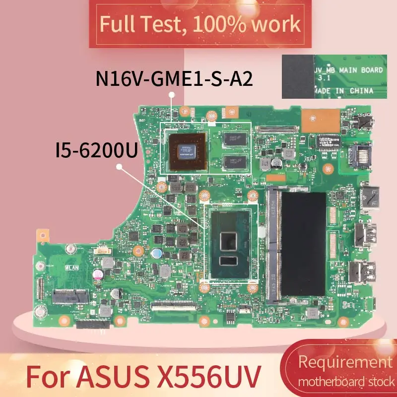 X556UV For ASUS X556UV REV.3.1 SR2EY I5-6200U N16V-GME1-S-A2 DDR4 Notebook motherboard Mainboard full test 100% work