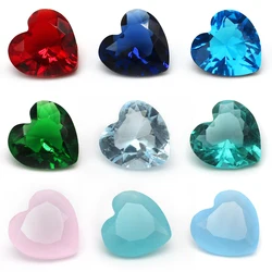 Free Shipping 50pcs/lot 3x3~12x12mm Various Color Loose Glass Stone Heart Cut Red Green Glass Synthetic GemStone For DIY Jewelry