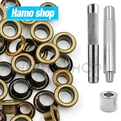 100set Copper Color Metal Eyelet Grommets With Eyelet Punch Die Tool Set For Leathercraft Clothing Shoes Belt Bag Accessories