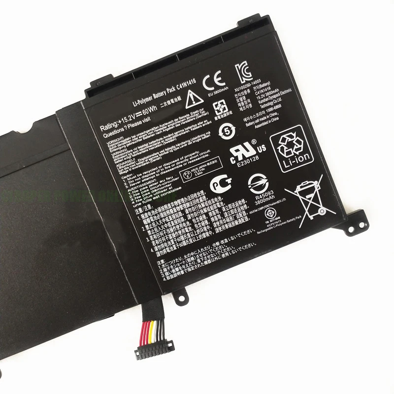 CP Laptop Battery C41N1416 15.2V/ 60WH/3800mAh For ZenBook Pro G501 G501J G501VW G501VJ G501JW G601J N501J UX501LW N501L UX501J