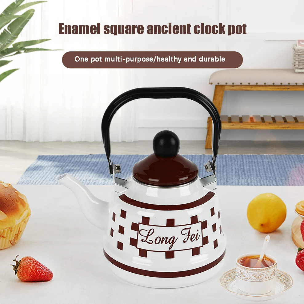 1.7L Porcelain Enameled Boiling Water Kettle For Home Enamel Cold Kettle Ancient Bell Tea Kettle Large Capacity Boiling Teapot