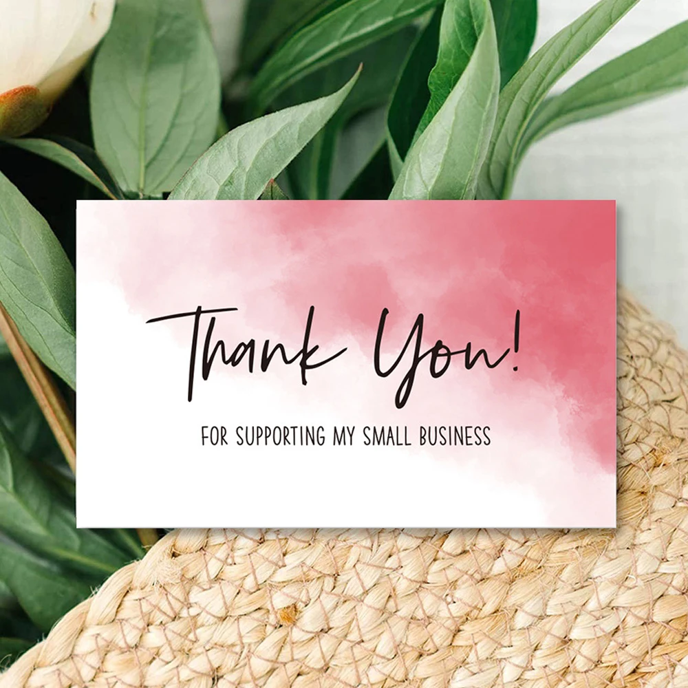 30Pcs Thank You For Your Order Card Blue Pink Thank You For Supporting Small Business Label Gift Decor Card Customizable Logo