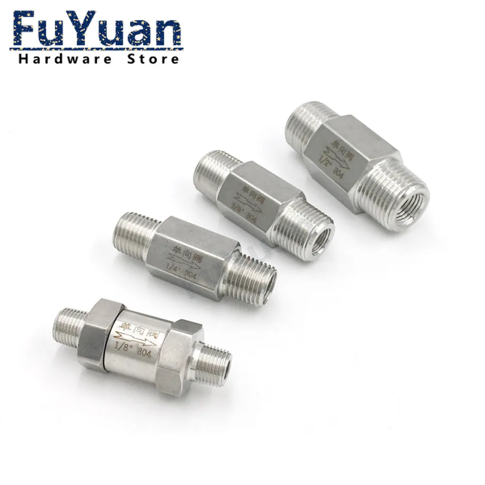 

Equal Male Check Valve Non Return One Way 304 Stainless Steel Water Gas Oil Male thread 1/8" 1/4" 3/8" 1/2" 3/4" BSP