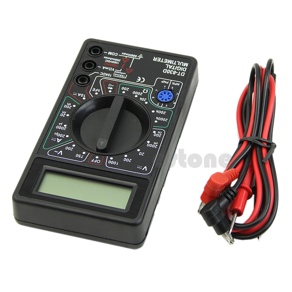 DT-830D Digital Multimeter with Buzzer Square Wave Output Voltage Ampere Ohm Tester Probe DC AC LCD Overload protection