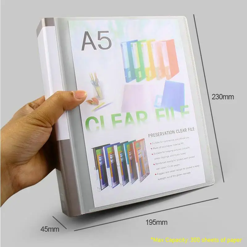 Colorful A5 Binder Folder For Document Organizer Transparent PVC Bag Sheet Protector A5 File Cover