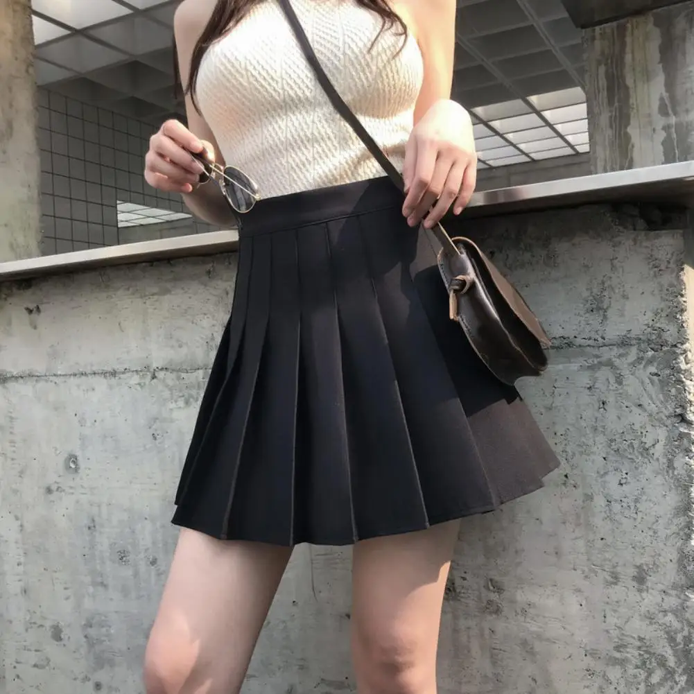 

Preppy Japanese Korea Short Skirts 2021 New High Waist Mini Women Skirts Lovely Pink Plaid Solid A Line Mini Tennis Casual Skirt