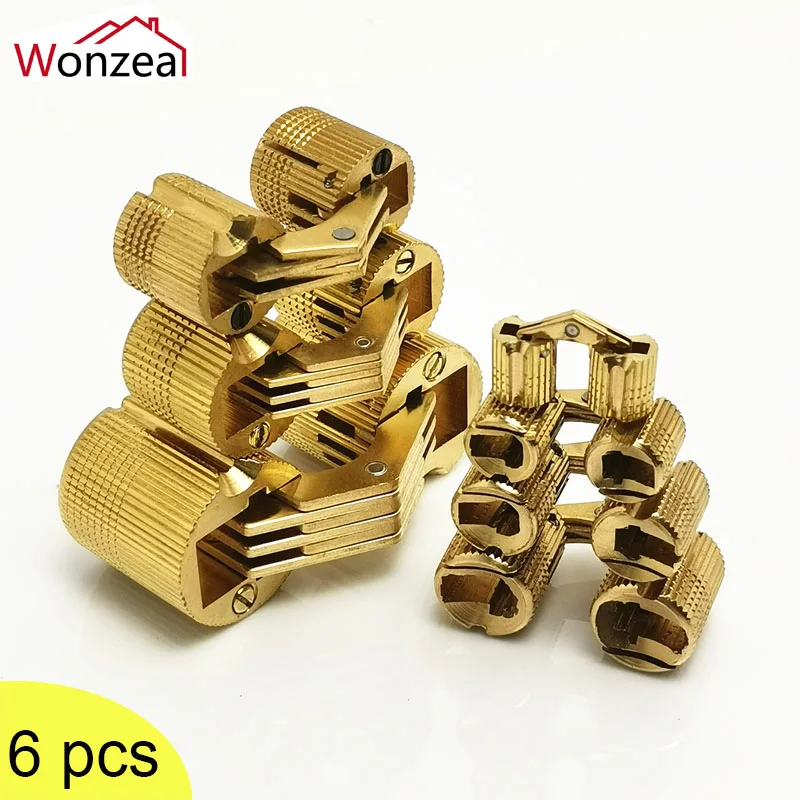 

6PCS 16mm 18mm Pure Brass Copper Barrel Hinges Barrel Hinge Invisible Furniture Hinge Hardware Accessories For Gift Cabinet Box