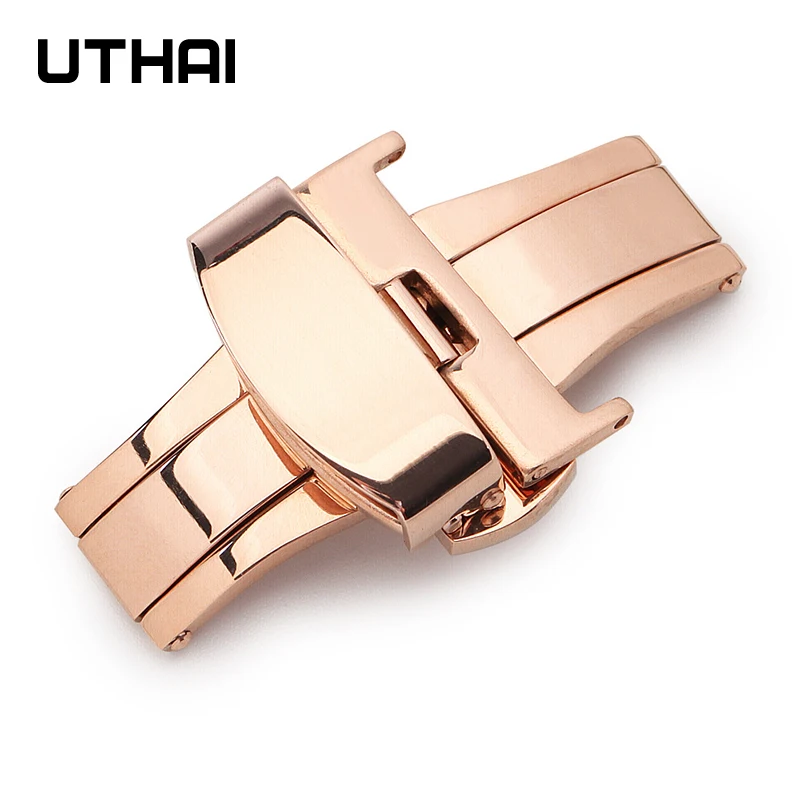 UTHAI Watch Fold Buckle P89 Stainless steel butterfly double push buckle 10-22mm Button Deployment Clasp Buckles Watch Accessori