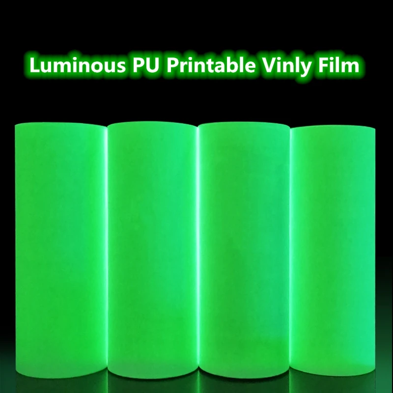 Different Size Glow In The Dark Printable Heat Transfer Vinyl Inkjet Print PU Luminous/Photoluminescent Film For Safety Signs