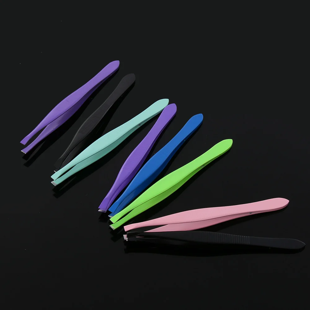 1Pc Multiple Colour Eyebrow Tweezer Slant Head Brow Trimmer Stainless Steel Professional Eyebrow Hair Removal Beauty Makeup Tool