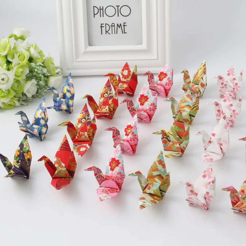 100PCS Wholesale Finished Origami Paper Cranes Premade Bird DIY Handmade Mother\'s Day Creative Gifts Home Decorations