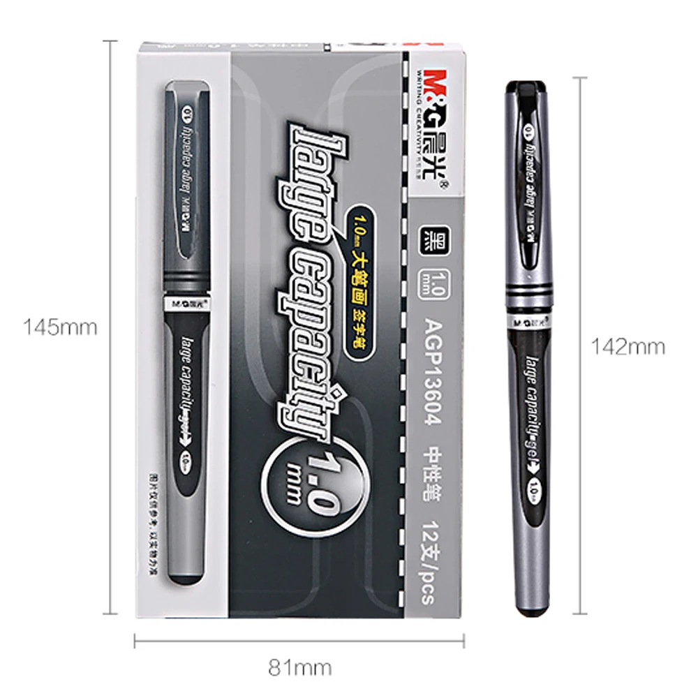 1pc M&G AGP13604 1.0mm Pen Pipe Black Gel Ink Rolling Ball Point Pen Grey Color