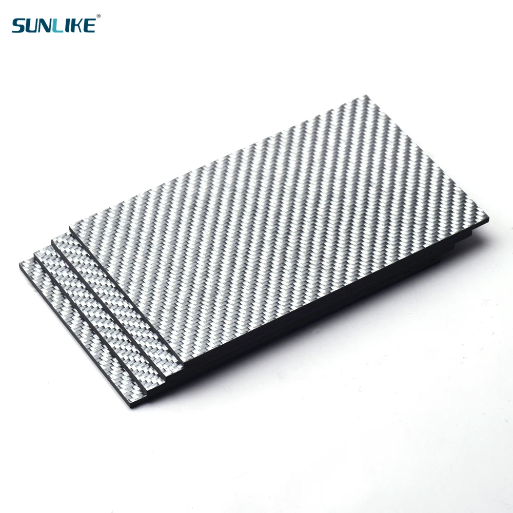 1 Piece Of 195x240mm 3K Color Carbon Fiber Board Panel Silver Twill Weave Pure Carbon Fiber Board Suitable For RC Model Material