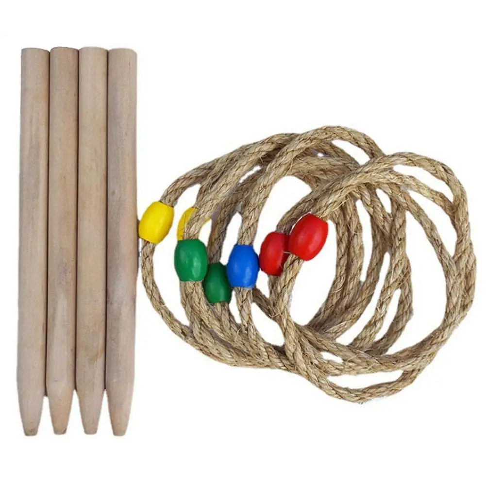 

Outdoor Hemp Rope Loop Game Set Garden Grass Family Throwing Ring Game Children Rope Throwing Game Outdoor Toy