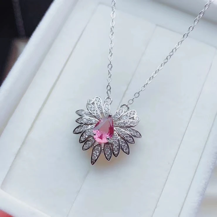 

CoLife Jewelry 925 Silver Tourmaline Pendant for Daily Wear 5mm*7mm Natural Tourmaline Necklace Pendant Gift for Woman