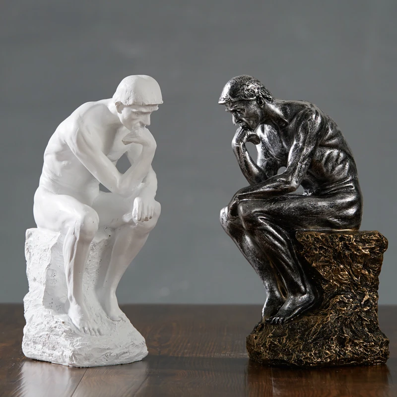 Classic Figure Sculpture of Thinker Nordic Decoration Home for Fine Art Painting Character Statue Resin Craft Desk Decoration