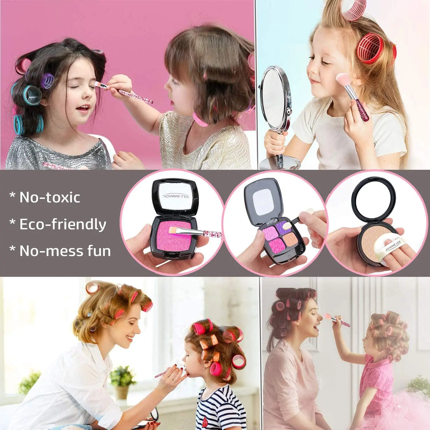 Pretend Makeup Kit toys for Girl,Cosmetic Pretend Play Beauty Make Up Set, Fake Eye Shadow Brushes Glitter Nail Polish(Not Real)