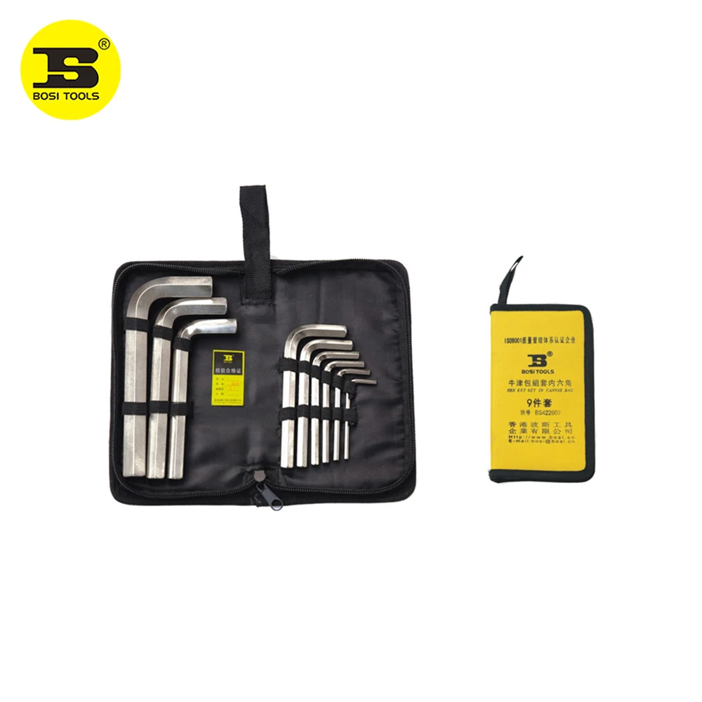 

BOSI 3-17mm 9pc Allen Hex Wrench Set In A Portable Bag