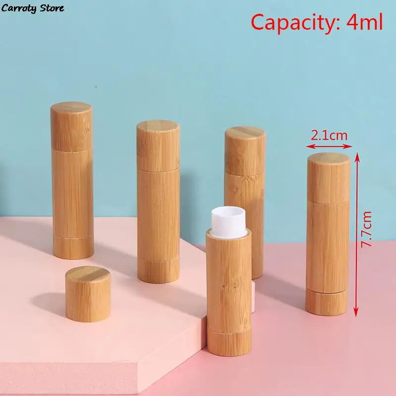 1Pc 4ml Natural Bamboo DIY Lipstick Empty Lip Tube Cosmetic Container Travel Bottle