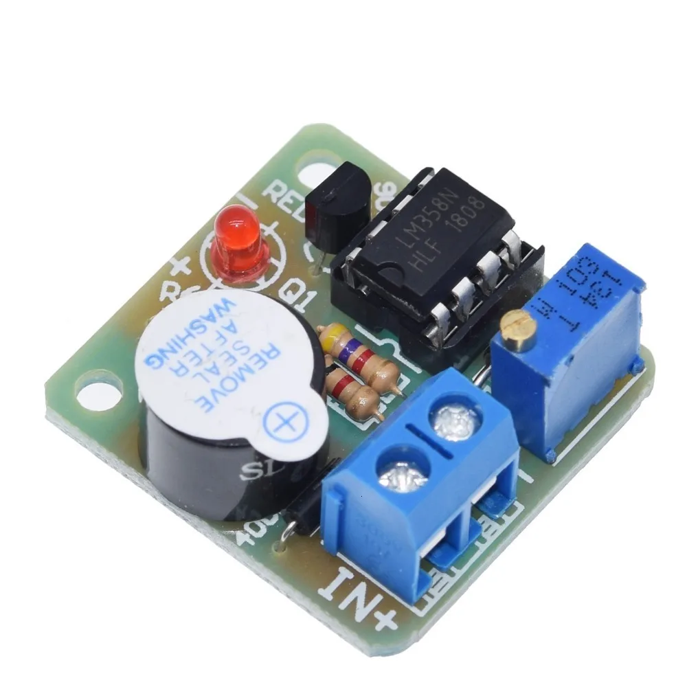 TZT 1/3 Stück LM358 Akkumulator Ton-Licht-Alarmmodul 12V Buzzer zum Schutz vor Überentladung Steuermodul – Detail 5