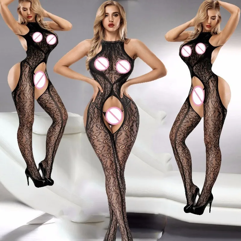 Crotchless  Hot Bodystocking Body Sexy Lingerie Mesh Fishnet Black Lingerie Sexy Hot Erotic Bodysuit Women Sexy Underwear