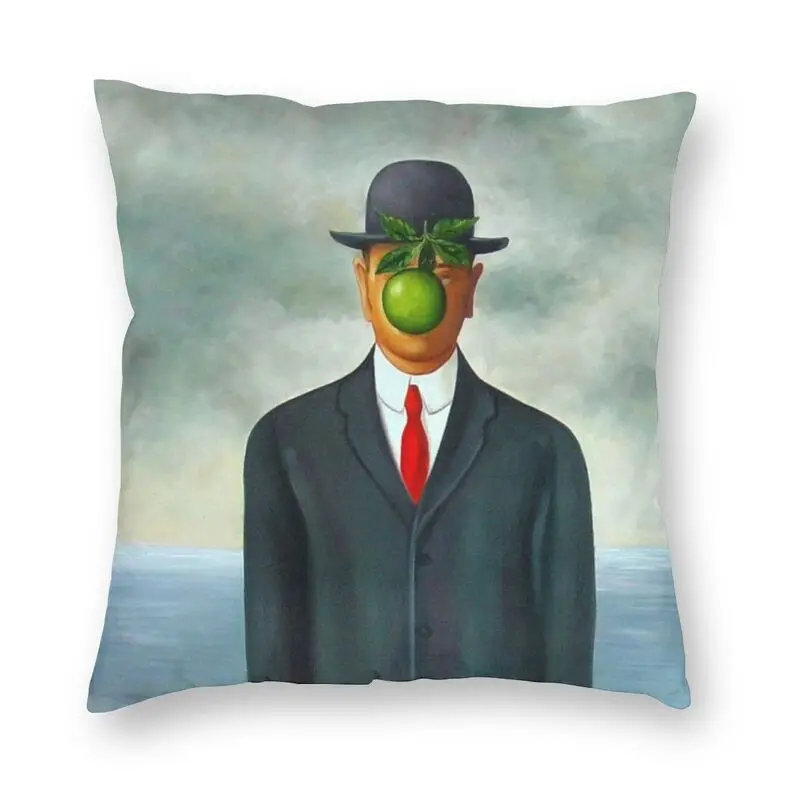 

The Son Of Man Painting By Rene Magritte Cushion Cover Sofa Decoration Surrealist Artist Art Square Throw Pillow Cover 40x40cm