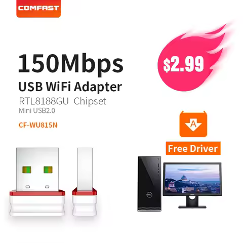 COMFAST Wifi Adapter Mini Wireless Network Card 150Mbps 2.4G USB WI-FI Adapter RTL8188GU Win PC Receiver Wifi Dongle CF-WU815N