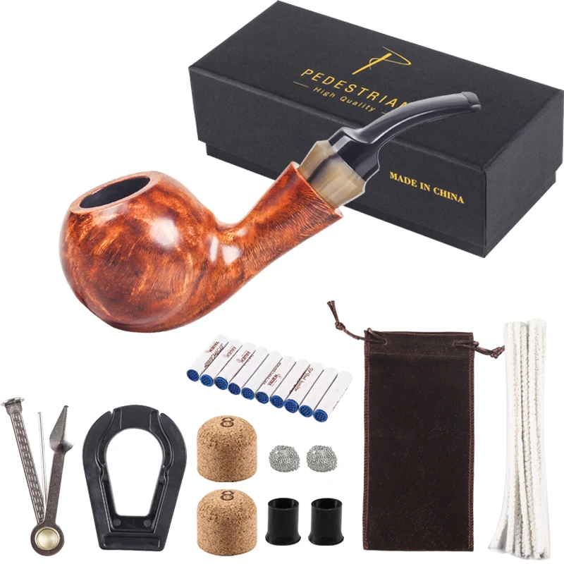 Tobacco Pipe Heather Wood Quality Solid Wood Curved high-Grade Pipe Business Gifts Handmade Pipe