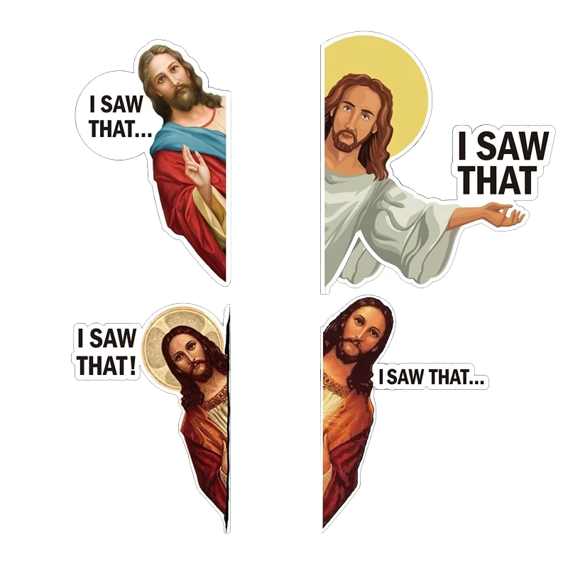 

10Pcs Jesus I Saw That Stickers Decals Waterproof Self Adhesive for DIY Pencil Case Car Guitar Computer Wall Decorative