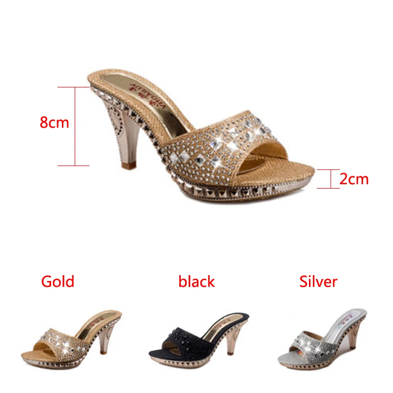 Sandalias de tacón alto puntiagudas de Color sólido para mujer, zapatos de fiesta de cristal Sexy, sandalias de Punta abierta doradas, venta al por mayor 41