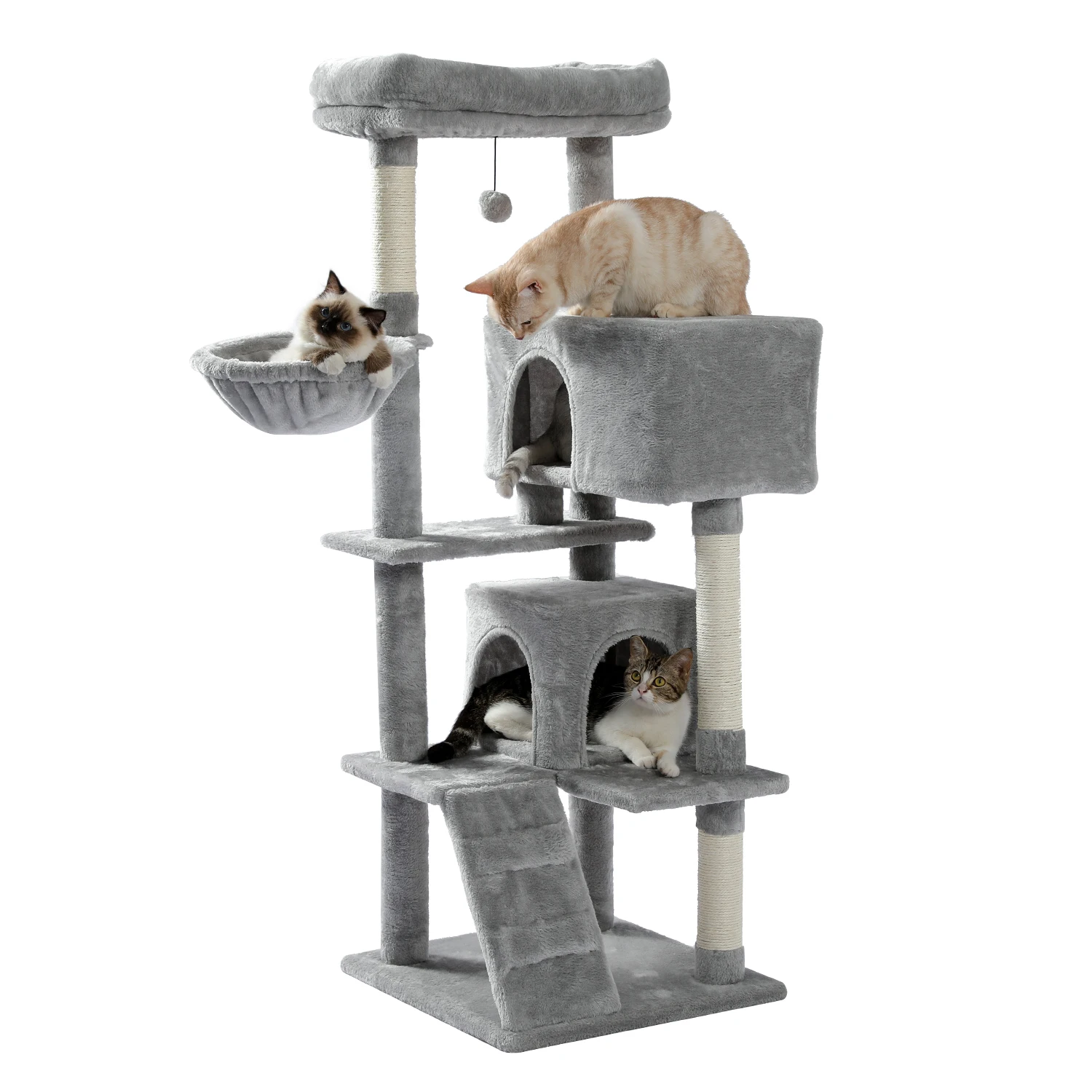 Cat Tree Ladder Natural Sisal Scratching Post for Cat Kitten Protect Furniture Cat Multi Level Tower Specious Cozy Condo Hummock