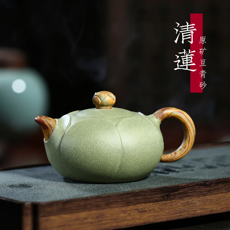 |sand 】 yixing undressed ore recommended the teapot with a famous xiao-lu li pure manual pea green sand qing lotus