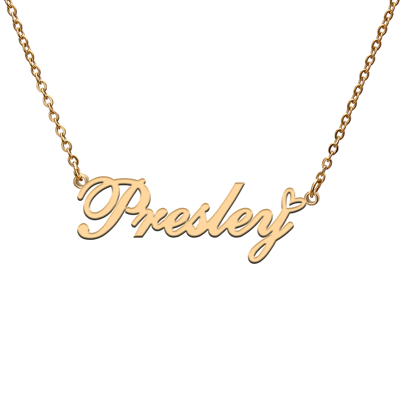 

God with Love Heart Personalized Character Necklace with Name Presley for Best Friend Jewelry Gift