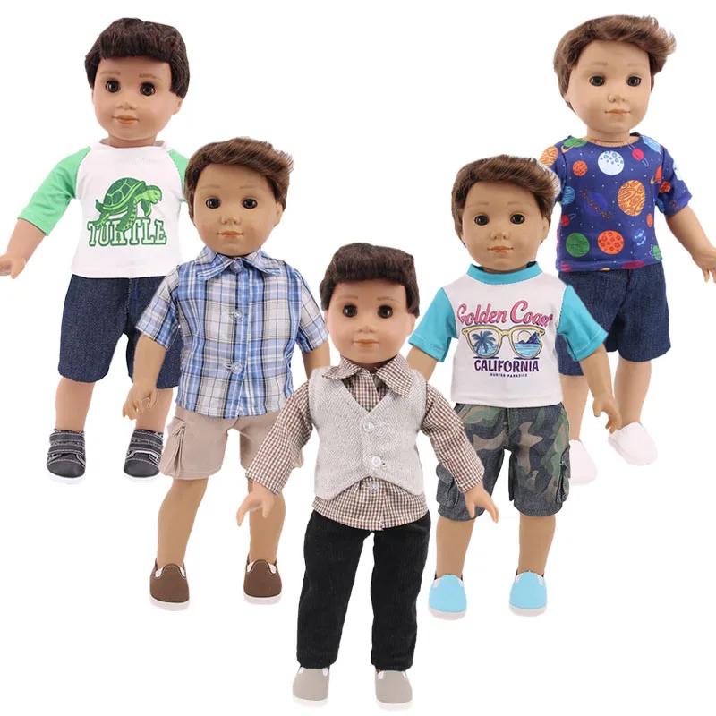 2Pcs/Set Doll Clothes Tops+Jeans For 43Cm Baby New Born Reborn Logan Boy Doll&18 Inch American Girl For Our Generation Toy Gift