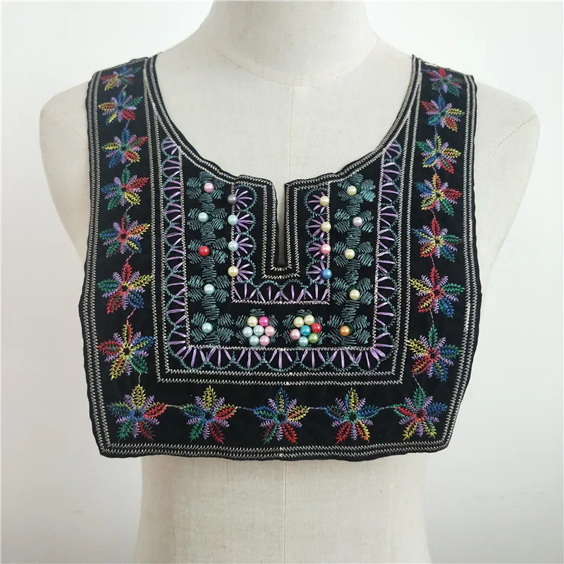 Fashion Imitation Pearl Lace Collar DIY Embroidery Ethnic Style Lace Neckline Decorative Clothes Accessories Decals