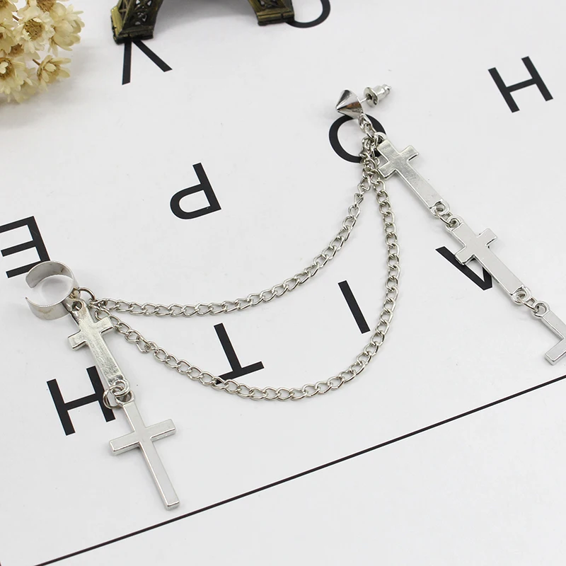 1pc Cross Kwastje Lange Ketting Oorbellen voor Vrouwen Meisjes Gothic Punk Rock Stijl Mode-sieraden Accessoires Party Gift Cool ding