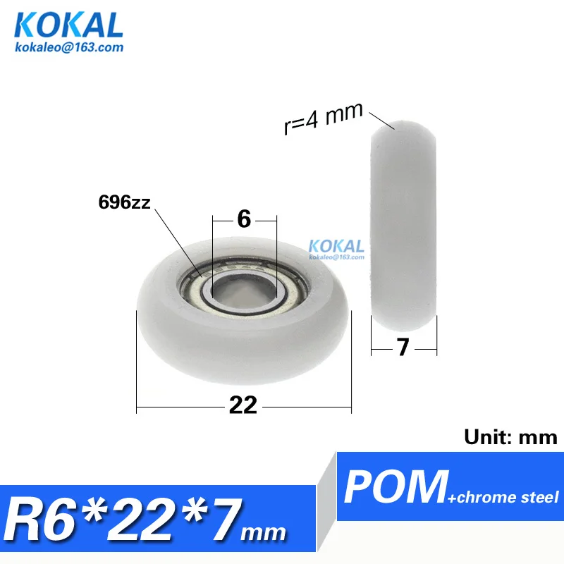 

[R0622-7]10pcs 696z 696 deep groove ball bearing coated with plastic POM wheel for Pipelined equipment minisize 22mm round type