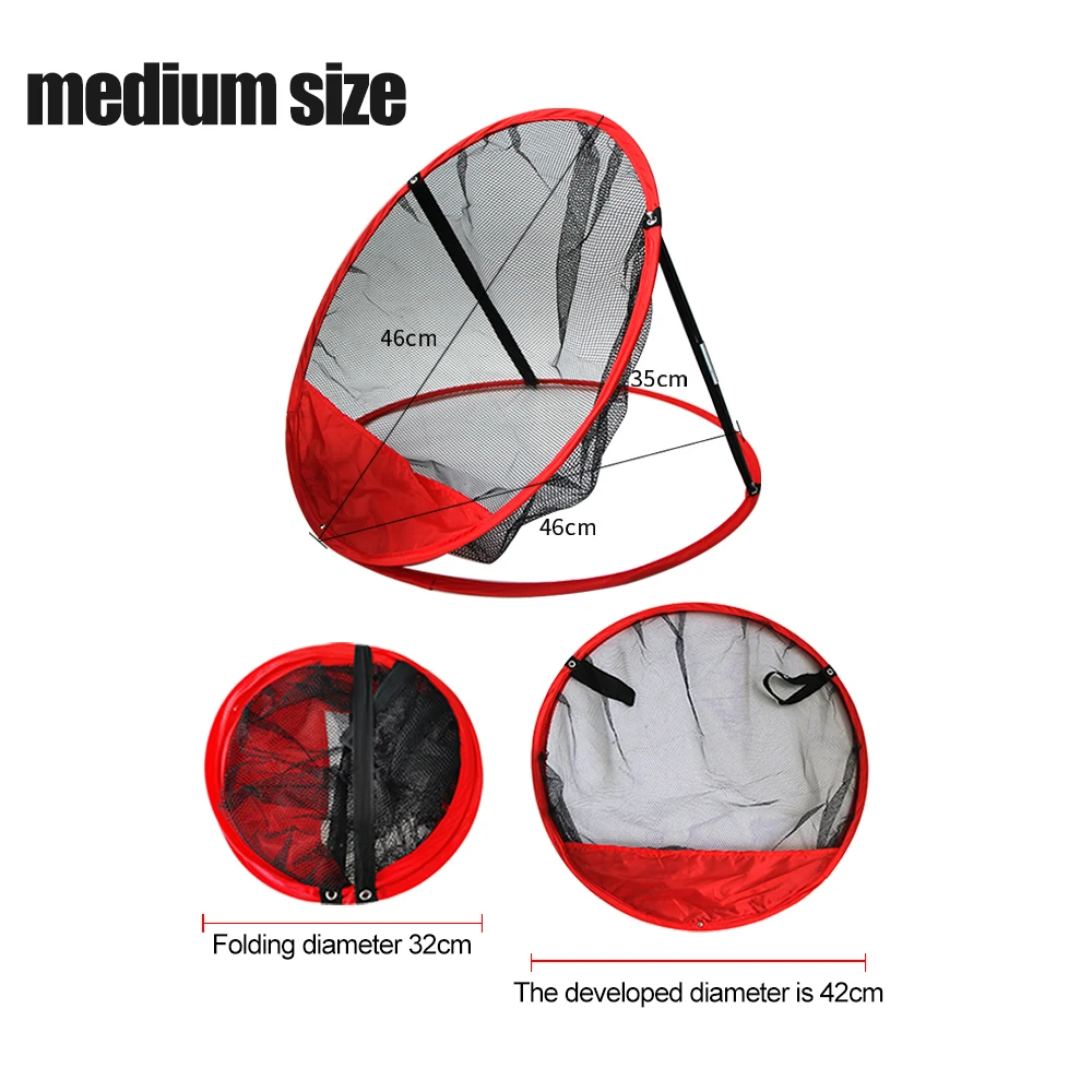 3pcs/set Foldable Golf Chipping Practice Net Cages Target System with Carrying Bag, Red