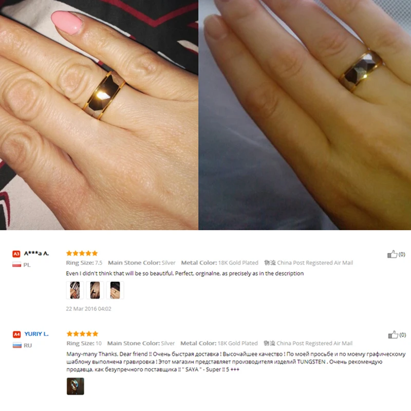 8mm Width Gold Plating Tungsten Wedding Rings  for Women Men Prism Design Fine Jewelry, Customized