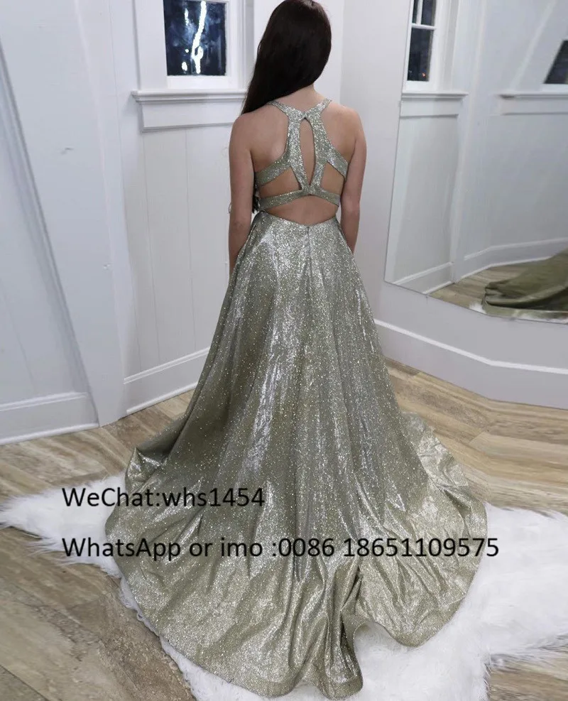 Elegant Gold A-line Prom Dresses For Women Sexy Leg Split Evening Dress 2023 Deep V-neck Vestidos De Fiesta De Noche Customize