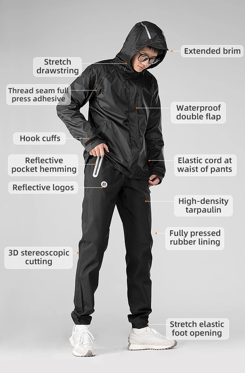 ROCKBROS MTB-Fahrradjacke, wasserdicht, leicht, atmungsaktiv, reflektierend, Fahrradanzüge, winddicht, Jersey, Regenmantel, Fahrradausrüstung – Detail 7