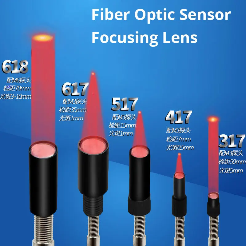 1PC Fiber Optic Amplifier Sensor Focusing Lens Optical Condensing Lenses for M3 M4 M6 Fiber Sensor Focal Length 7mm ~ 50mm