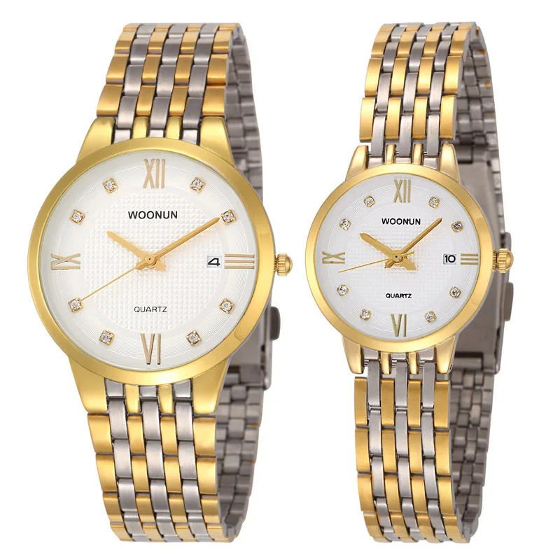 New Couple Watch Men Women Luxury Gold Watches Stainless Steel Quartz Lovers Watches Business relogio feminino relogio masculino