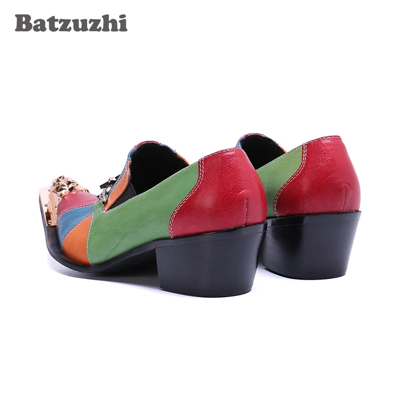 Batzuzhi 6.5cm High Heels Men Shoes Designer's Men Dress Shoes Leather Business Footwear Fashion Party and Wedding Shoes Men