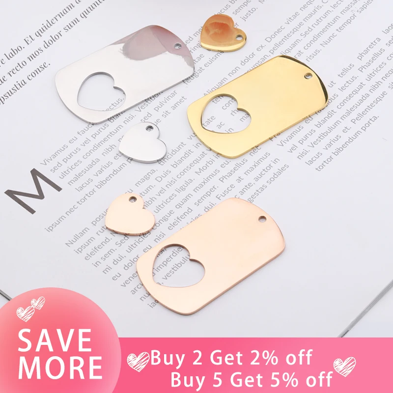 Fnixtar 10Pairs Heart Blank Bar Charms Mirror Polish Stainless Steel Charms For DIY Making Necklace Bracelets Key Chain Jewelry