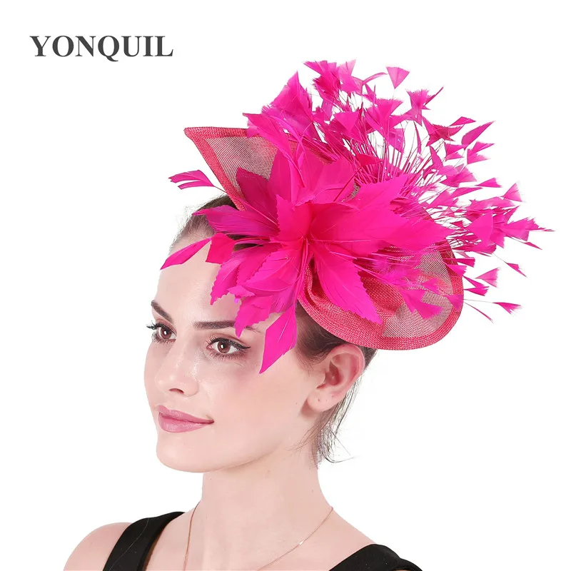 Charmante orange Feder Hochzeit Haars pangen Fascinators Hut Blume Braut Kopf bedeckung Schleier Frauen Party verheiratet Haar Zubehör syf678 – Detail 3