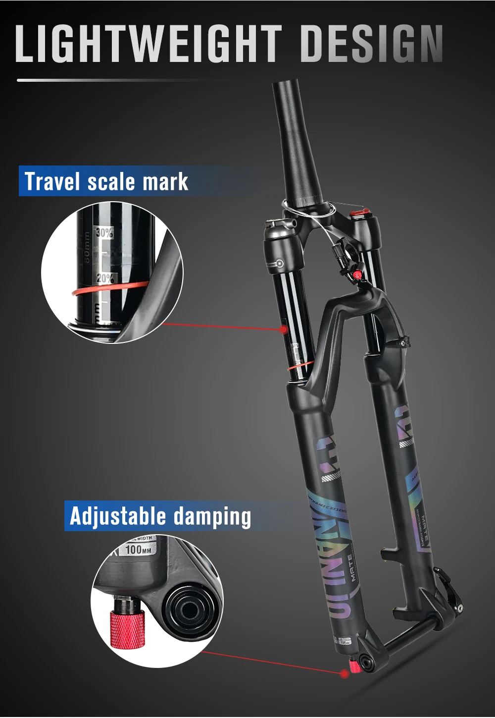 NANLIO X7 Fahrrad-Luftgabel, Rückprall-Einstellung, 26/27,5/29 Zoll, gerade/konisch, RL/LO MTB-Fahrradgabel, 120 140 mm, Reisen – Detail 24
