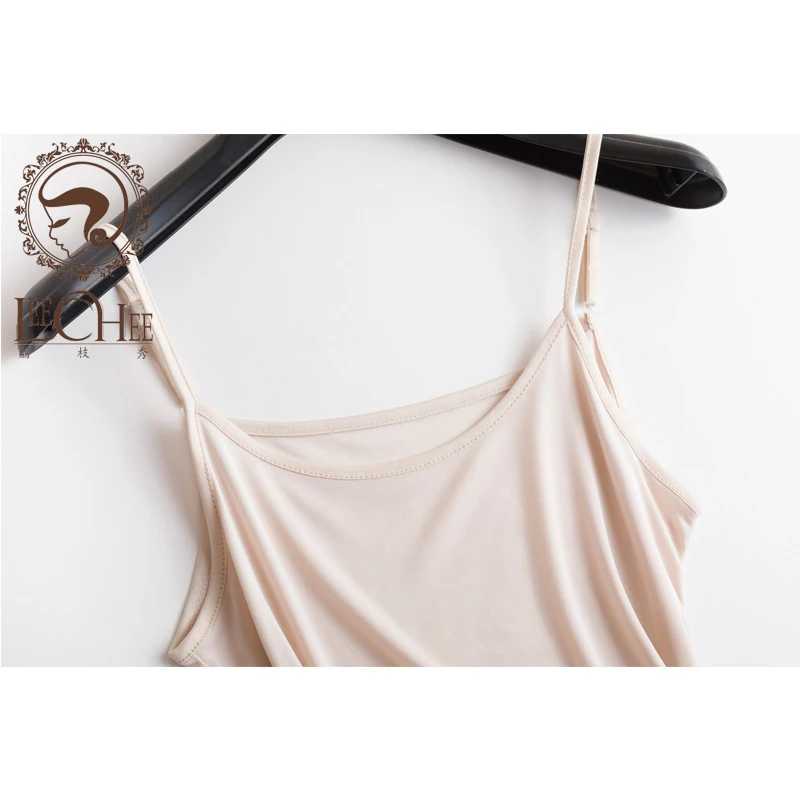 Camisolas de seda 100% para mujer, camiseta sin mangas de punto, tirantes con Top, lencería para mujer, ropa interior de verano con alambre gratis