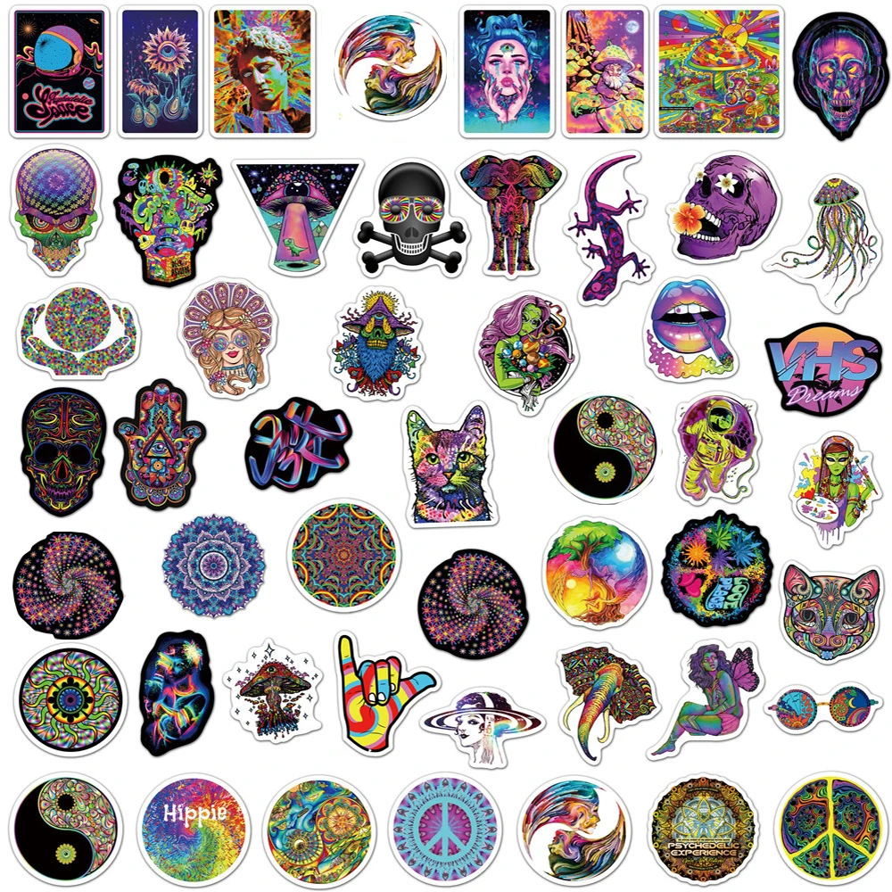 10/30/50PCS Psychedelic Cool Laser Style Fashion Street Art Graffiti Stickers Aesthetic Skateboard Laptop Sticker Decal Kid Toy